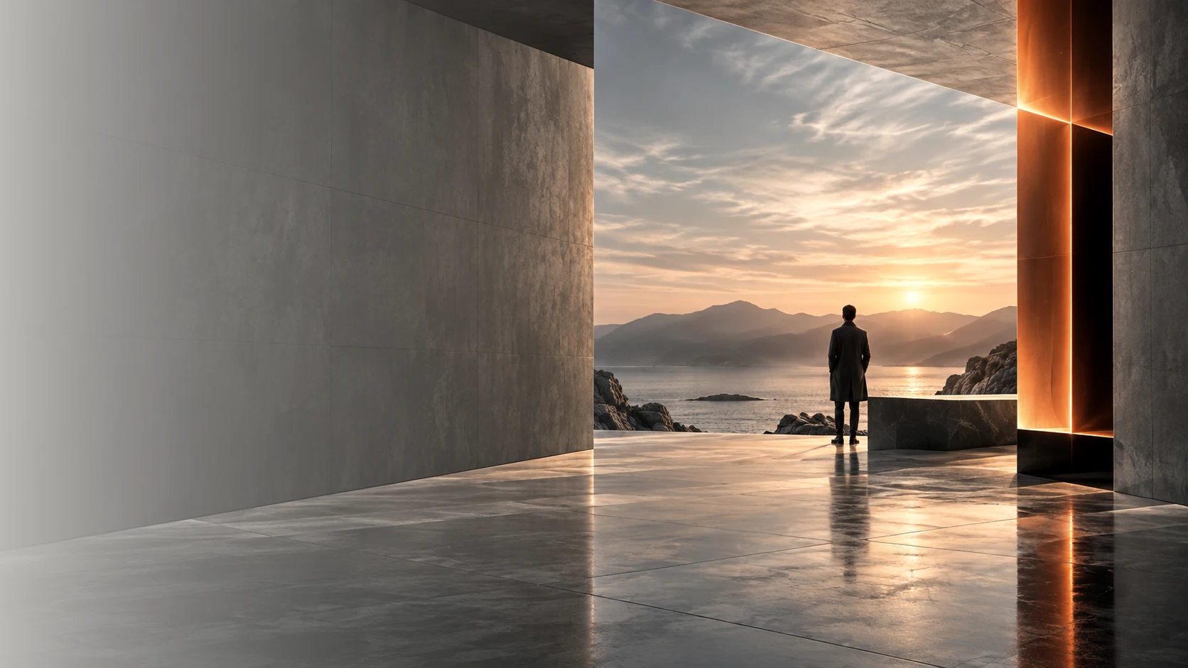 Quiet architecture with a long horizon line
