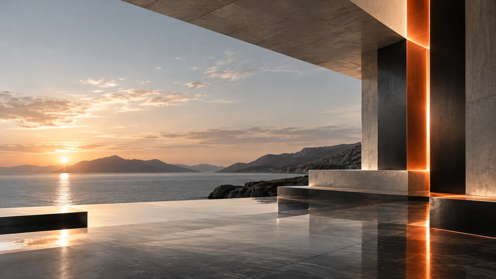 Architectural editorial image with monumental forms
